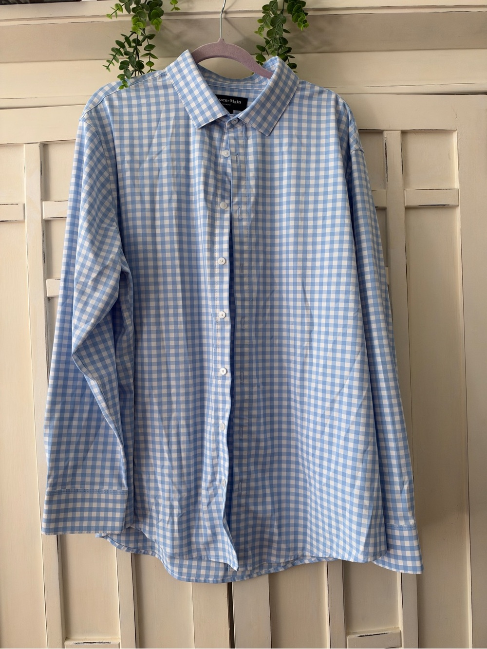 MIZZEN + MAIN LEEWARD BLUE GIMGHAM CHECK LONG SLEEVE SHIRT XXL NWOT